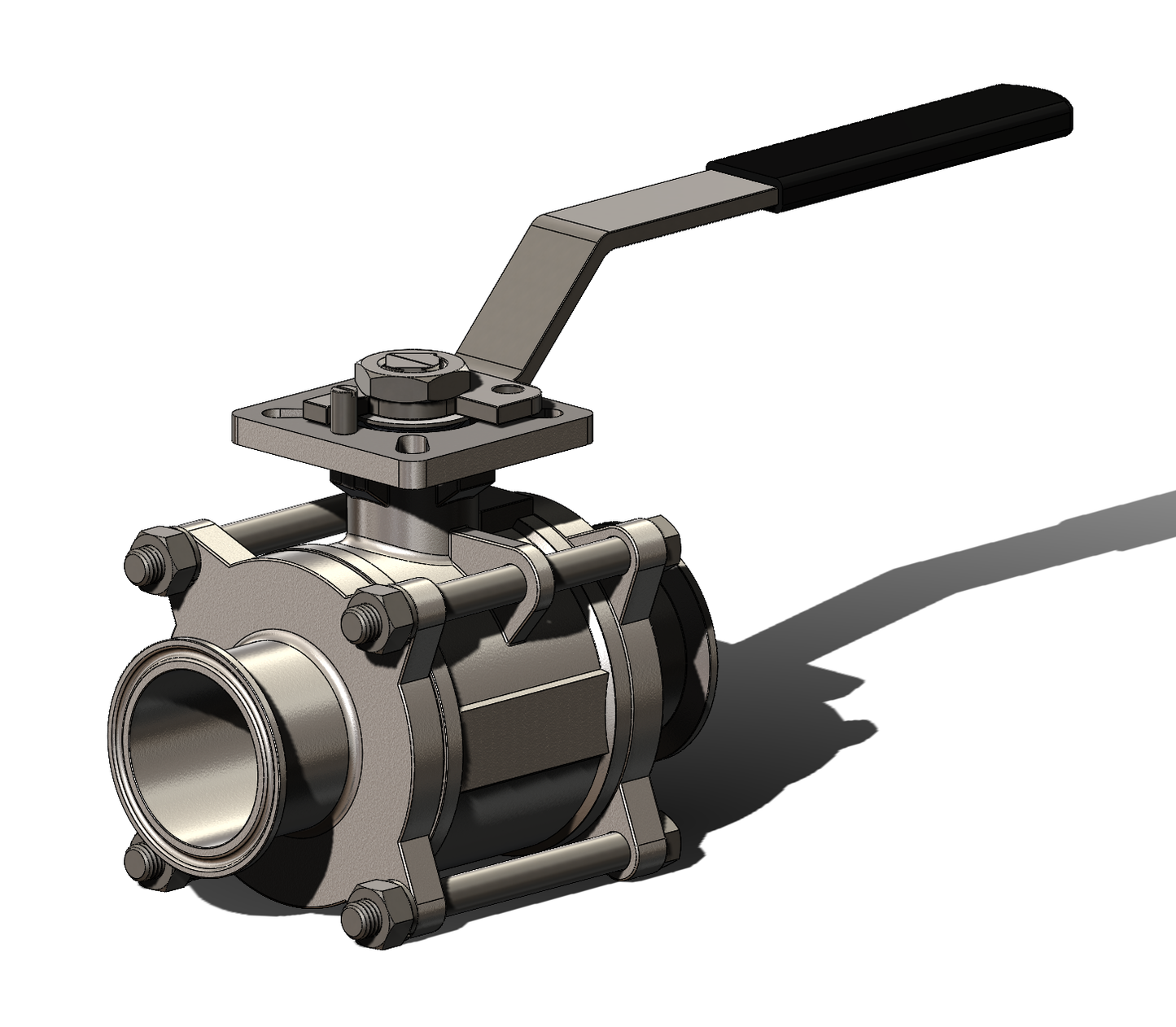 Ball Valve 3-Piece Sanitary Tri-Clamp Full Port Filled Cavity